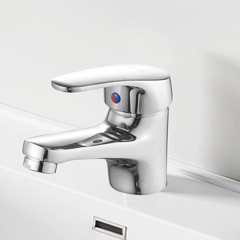 Silver Single Handle Bathroom Sink Faucet – Compact, Durable, for RV and Laundry Room (1/5)