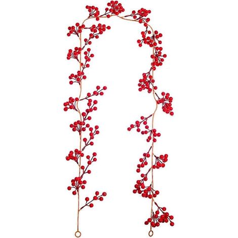 Décoration de sapin de Noël : plante grimpante à baies rouges artificielles A (1/5)