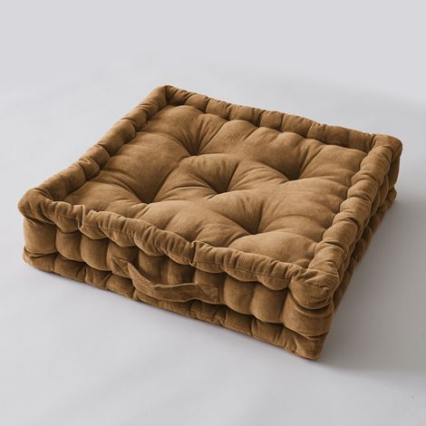 Coussin de sol 50 x 50 x 10 cm – Velours de Coton – César Camel