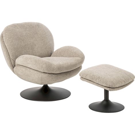 Chaise longue beige avec repose pied - beige et noir (1/5)