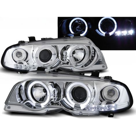 Paire de phares BMW serie 3 E46 Coupe de 1999 a 2003 angel eyes chrome-27361175 (1/2)