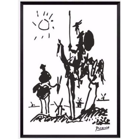 Bardusch Picasso Don Quichotte Toile Tableau Peinture Murale RéTro Toile Tableau Peintures Noir Blanc Murale Art Minimaliste Affiche Salon Decoration à La Maison 40x60 Cm Sans Cadre (1/4)