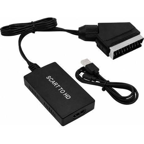 Adaptateur SCART vers HDMI – Un câble convertisseur audio/vidéo SCART vers HDMI prenant en charge l'amélioration d'image 720P/1080P. (1/5)