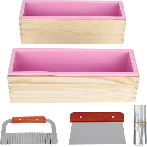 Moule à savon en silicone fait main, lames de découpe, outils pour la fabrication de gâteaux, pains et chocolats (rose) (1/5)