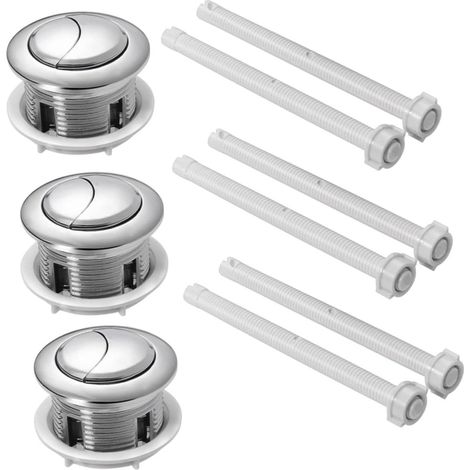 Lot de 3 Boutons-poussoirs de Toilette, 38mm, Abs, Argenté (1/5)