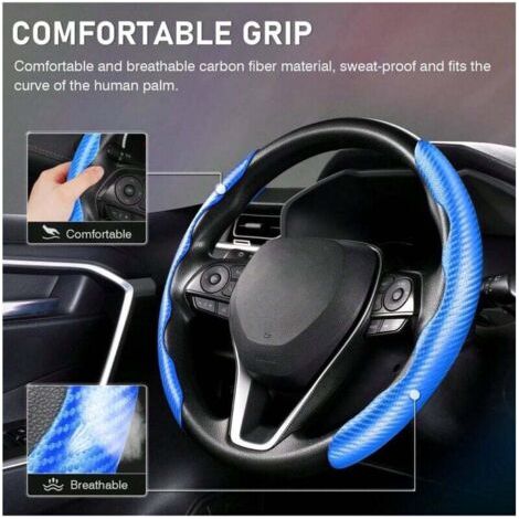 QORVA-Housse de volant, housse de volant en fibre de carbone, housse de volant de voiture pour homme/femme, antideslizante, agarre cómodo, duradera, universel, 99% accessoires pour l'intérieur de la v (1/4)