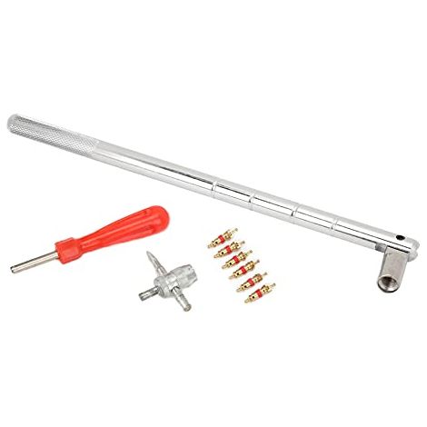 Kit d'outils pour valves , une installation et un retrait efficaces des de pneus, kit remplacement 4 en 1, acier inoxydable durable avec poignée - (1/5)
