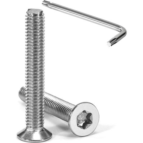 Vis à Tête Fraisée Torx M6 x 40 mm Vis à Six Pans Creux en Acier Inoxydable A2 V2A à Tête Fraisée Métaux avec Clé T30 Filetage Complet 20 Pièces (1/5)