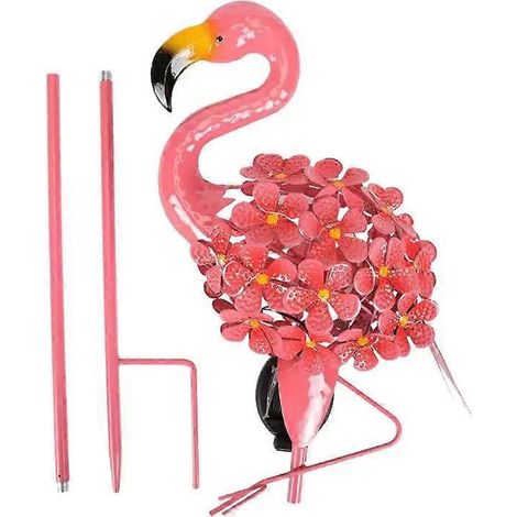 Lampes Solaires Jardin Extérieur Piquet Flamant Rose Métal Décoratif Étanche Lot de 2 Éclairage LED Autonome Résistant aux Intempéries (1/5)