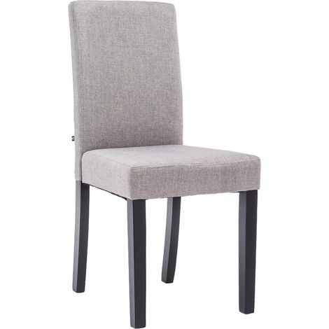 Chaise de salle à manger x1 design moderne en tissu gris clair et pieds en bois noir 100002033 (1/5)