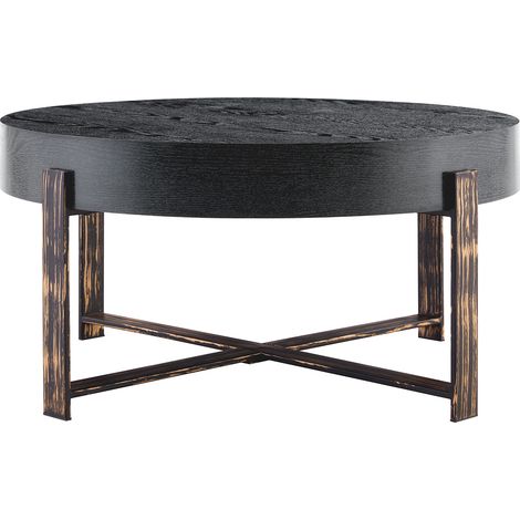 Runder Couchtisch 68 cm aus MDF und Metall im industriellen Retro-Stil (1/5)