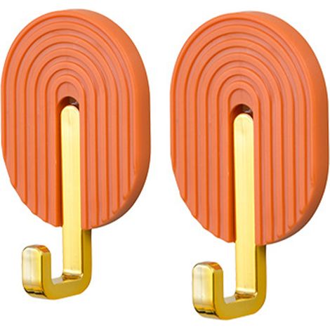 Ganchos autoadhesivos para pared, ideales para baño y cocina. Fuerte adherencia, alta capacidad de carga, fabricados en ABS inoxidable y con instalación sin necesidad de taladrar (naranja). (1/5)