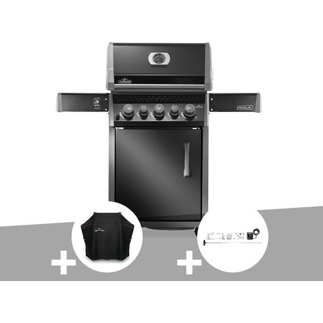 Barbecue à gaz Rogue 425 RB 3 brûleurs + 1 réchaud latéral + 1 brûleur rôtissoire + Housse de protection + Rôtissoire - Napoléon