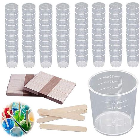 30ml Becher Plastique Gobelet doseur de précision Verre Doseur Plastique Set pour la Cuisine Laboratoire Scolaire Résine époxy Transparent Doseurs (1/5)