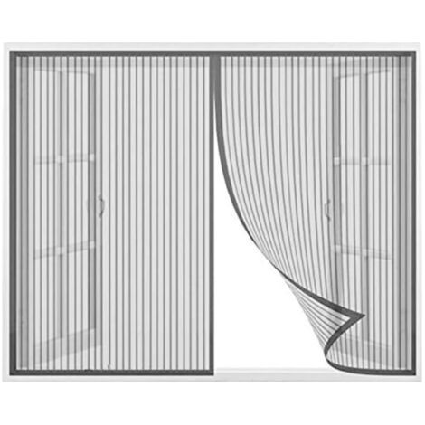 Moustiquaire magnétique 120 x 120 cm, facile à ouvrir et à fermer, simple à installer, adaptée aux fenêtres coulissantes en baie – noire (1/5)