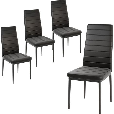 Set di 4 sedie da pranzo imbottite 52,5 x 43 x 96,5 cm design moderno pelle sintetica nera 200012589