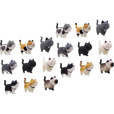 18 Pcs Sculpture De Chat Figurines Miniatures d'anniversaire à L'extérieur Décors De Chat Bonsaï Bricolage Animaux Domestiques Féeriques Gâteau Plastique Accessoires (1/5)