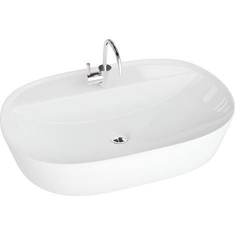 Vasque à poser LAVITA Vasque à poser élégante et compacte Produit en porcelaine de haute qualité rectangulaire 60,5x40x12 cm  Blanc brillant