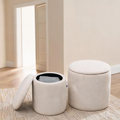 Pouf coloris blanc crème en polyester Sperrholz 40 x 40 x 41 cm (1/5)