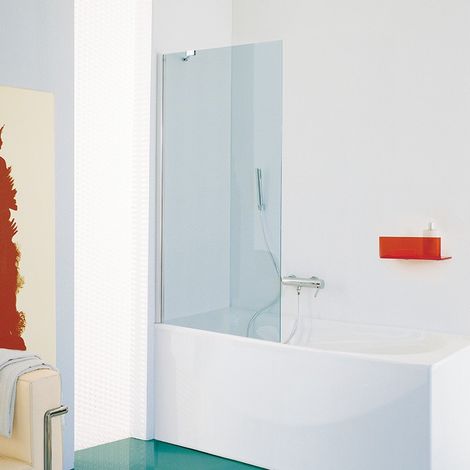 Samo - Pare-bain fixe en verre carré 75-77 cm Ht.140 cm profilé chromé brillant transparent - B1655ULUTR