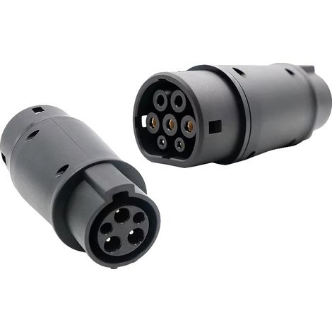 Adaptador para coche eléctrico, Tipo 1 a Tipo 2, Diseño impermeable, Tipo1 a Tipo2 (1/2)