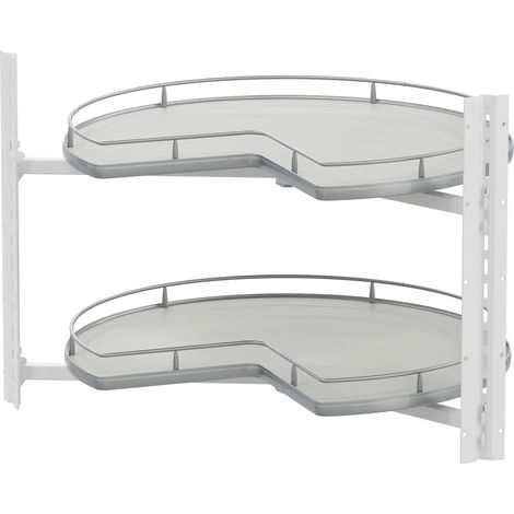 VS COR Wheel Pro Drehteller für Eckschrank Organizer - Rondell Küchenschrank drehbar 3/4-Kreis, KB 900mm, hellgrau/silber