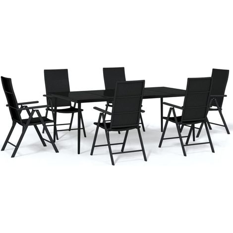 Set da pranzo da giardino mobili da esterno 7 pezzi nero 020014030