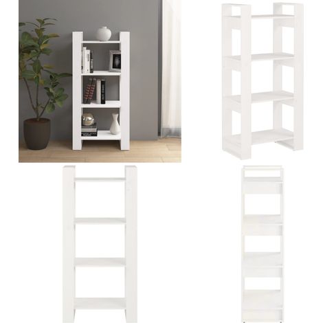 Bibliothèque/Séparateur de pièce Blanc 60x35x125 cm Bois massif - Bibliothèque - Bibliothèque En Bois - Meuble De Rangement - Séparateur De Pièces - Étagère - Home & Living (1/5)
