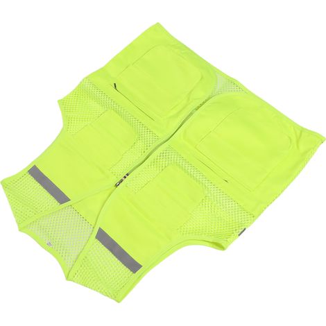 Gilet réfléchissant haute visibilité, imperméable et respirant, en maille, pour la sécurité sur les chantiers et les déplacements nocturnes, taille 2XL, vert fluorescent (1/5)