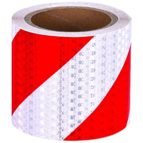 Ruban réfléchissant, 10 cm x 10 m, ruban adhésif réfléchissant imperméable, ruban d'avertissement pour véhicules, voitures, remorques, extérieur, rouge et blanc (1/5)