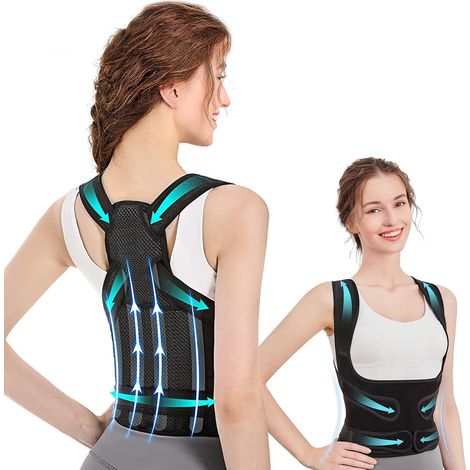 Correcteur de Posture, correcteur de posture pour femmes et hommes, ceinture de soutien dorsal réglable, correcteur de soutien dorsal, pour soulager les maux de dos et la cyphose (Noir, L)