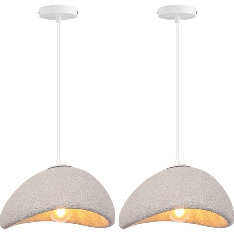 2X Lustre Personnalisé Créatif D'Intérieur 30CM Plafonnier Rétro E27 Suspension Lustre Moderne Gris (1/5)