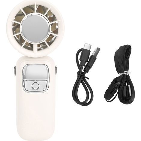 Tragbarer Handventilator mit Turbofunktion, 100 Geschwindigkeitsstufen, Eiskühlung, faltbar, zum Umhängen, Mini-Handventilator mit LED-Anzeige, ideal für Reisen, Zuhause und Strand, Beige (1/5)
