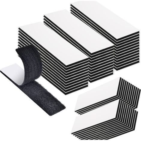 Le auto-Adhésif Extra-Fort, 50 Pièces double face auto-Adhésif Noir pour les Murs/Sol/Porte/Verres/Métaux (1/5)