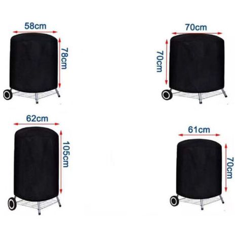Lot de 1, housse pour grill à charbon, housse imperméable pour grill extérieur, grill rond, noir, (70 x 70 cm) (1/3)