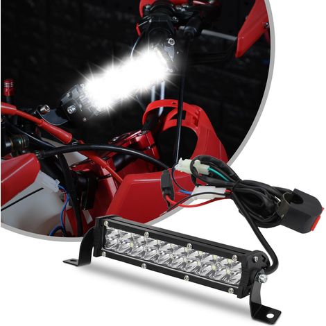Dirt Bike Light Bar, Double Range 7 pouces 10-30V Led Light Flood Spot Combo Beam avec Kit de harnais de câblage pour Dirt Pit Bike Enduro ATV E-Bike Sur Ron Motocross