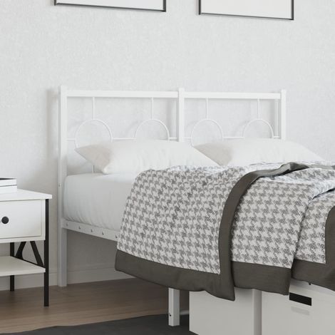 Tête de lit métal blanc pour lit 120 cm, acier thermolaqué, 125 x 3 x 91 cm - PANGIVO (1/4)