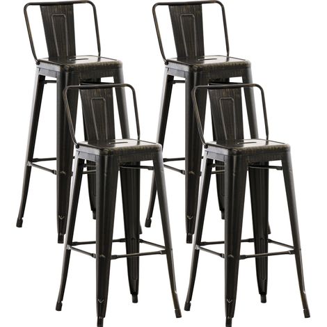 Lot de 4 tabourets de bar Mason Noir-Or (1/5)
