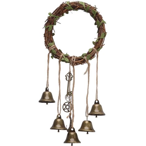 Clochette de sorcière suspendue, carillon décoratif fait main avec motifs symboliques, pour poignée de porte type A (12 cm/4,7 po de diamètre) (1/5)