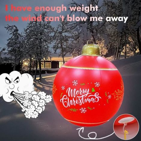 Boule de Noël Gonflable - Décoration de Noël - 60 cm - 16 Couleurs Clignotantes - PVC - Télécommande (1/4)