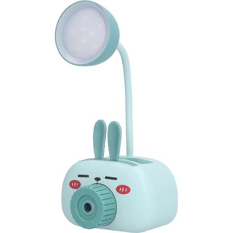 Lampe de bureau pliable LED multifonction avec porte-stylo et taille-crayon pour la maison et le bureau (bleu) (1/2)