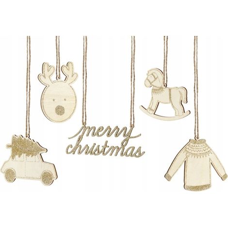 Weihnachtliche Deko-Anhänger, gemischte Packung mit 10 Stück. (1/5)