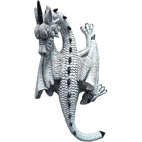 Tête et queue de dragon blanc volantes, pendentif de jardin, décoration d'intérieur, ornement en résine. (1/5)