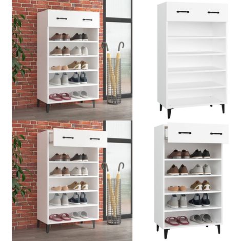 Mueble zapatero de madera contrachapada blanco 60x35x105 cm - Armario de zapatos - Muebles de dormitorio
