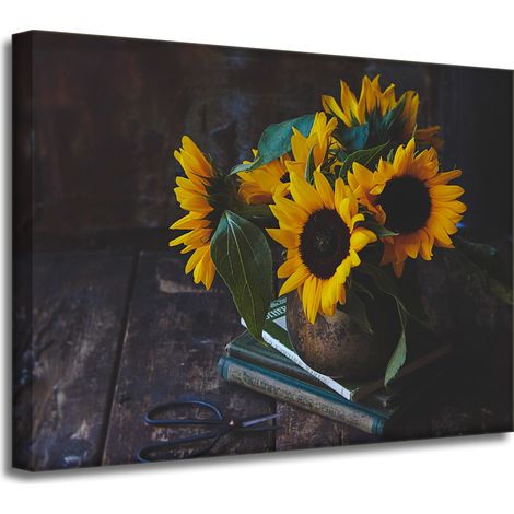 Stampa su tela Girasoli in vaso 40x30 cm