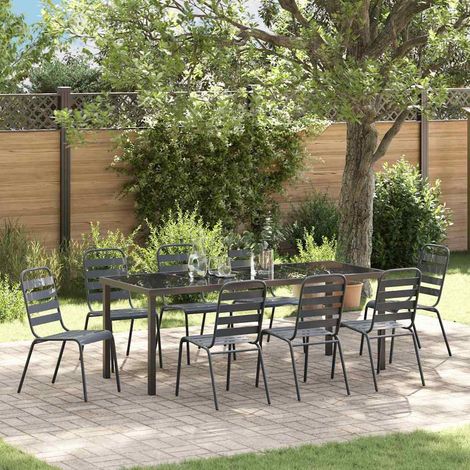 Garten Essgruppe 9 pcs Anthrazit Pulverbeschichteter Stahl (1/5)