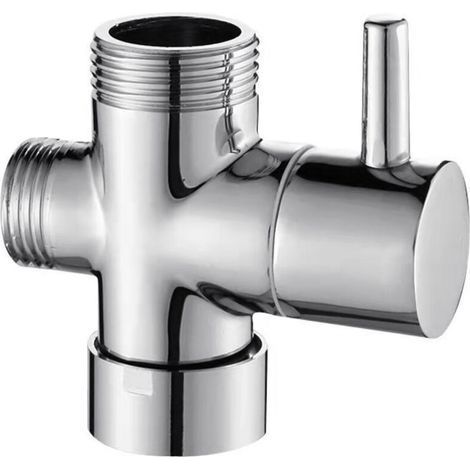 Valvola a 3 vie in ottone massiccio, soffione doccia G1/2", raccordi universali per componenti doccia, cromata DSF007 (1/5)