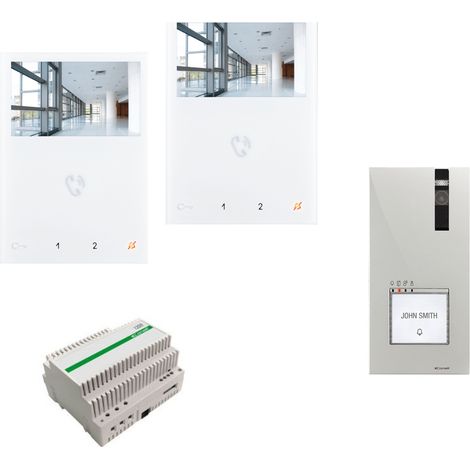 Kit videocitofono vivavoce comelit 8461v bifamiliare 2 fili 2 monitor