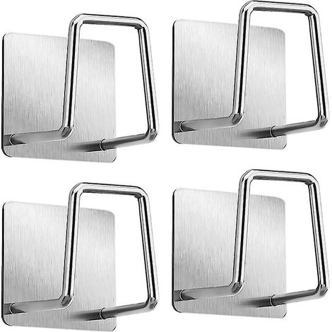Porte-éponge adhésif en acier inoxydable pour évier de cuisine et de salle de bain - Argenté (lot de 4) (1/5)