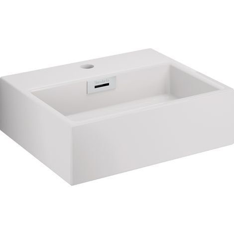 Lineabeta - Lavabo da appoggio/sospeso con foro rubinetto 42x36